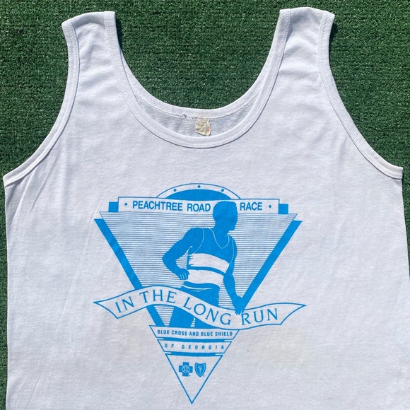 VTG 80’s Peachtree Road Race Blue Cross Tank Top Men’s SZ Small Single Stitch - Picture 2 of 9
